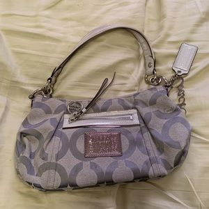 Coach Silver Gray Signature Logo Shoulder Bag